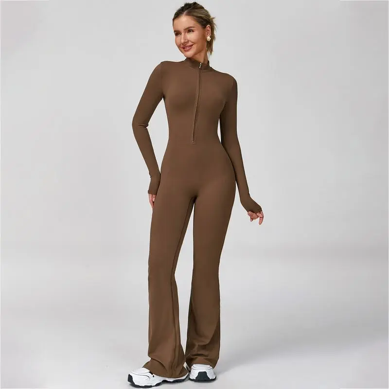 Women's Long Sleeve Flared Sports Jumpsuit