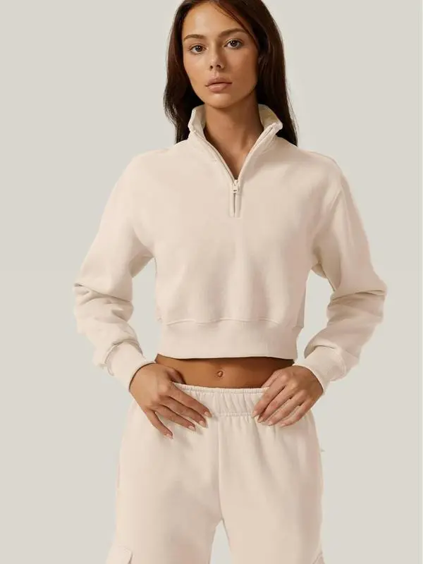 Women's Half-Zip Sports Top and Pants Set