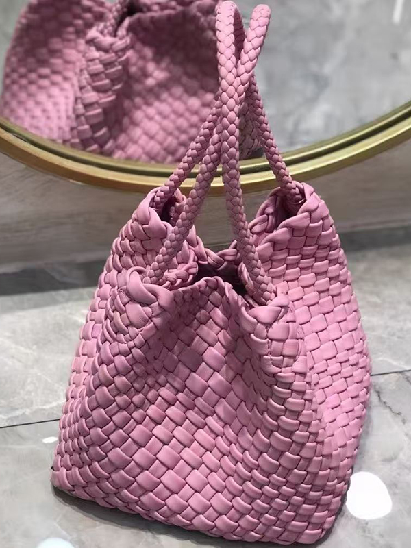 Solid Color Split-Joint Woven Handbags Bags