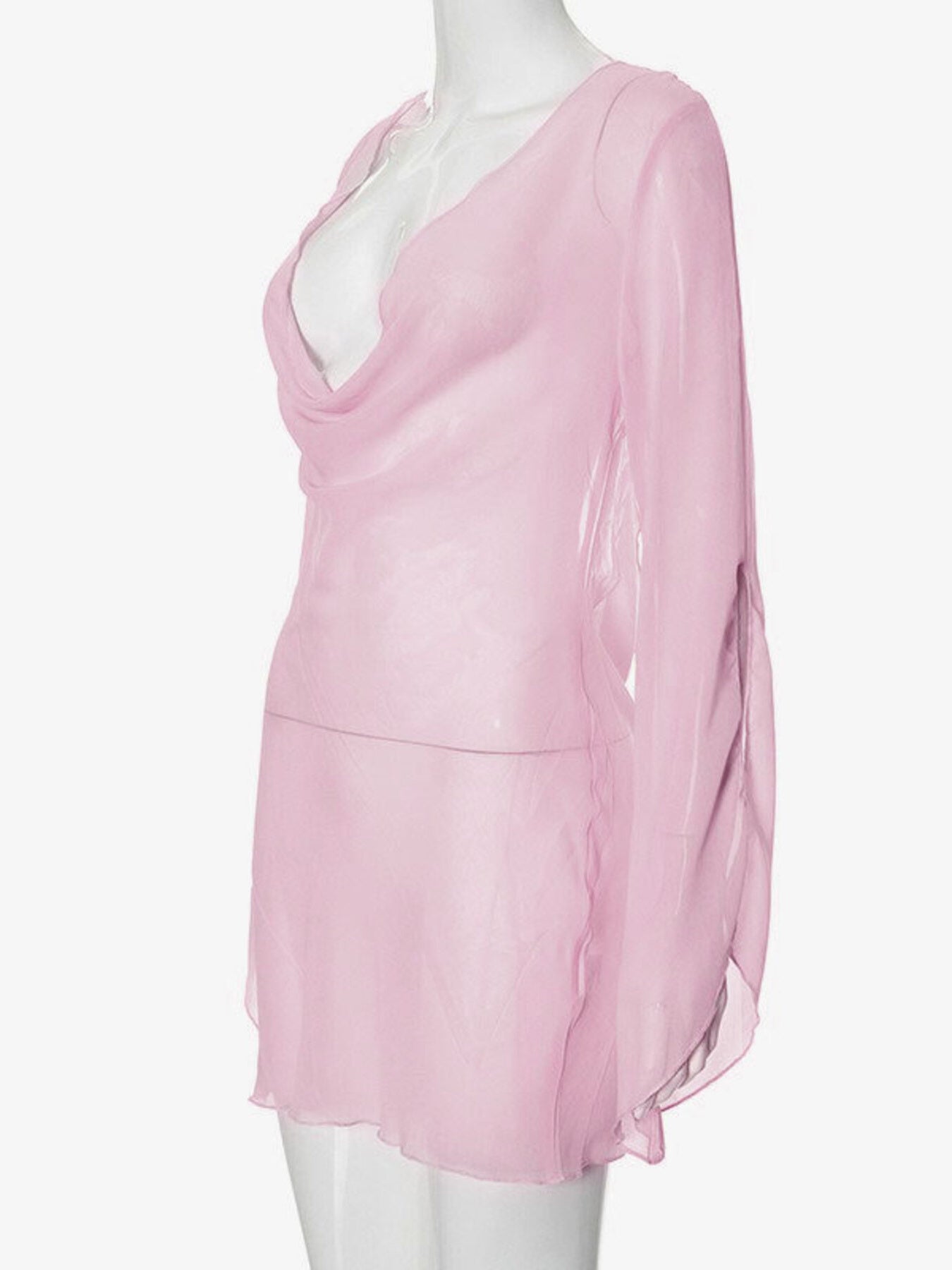Sheer Chiffon Plunge Mini Dress