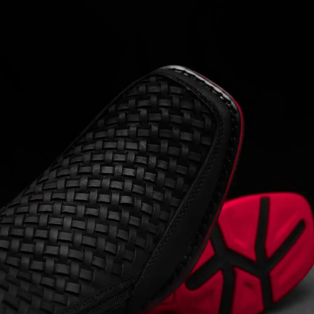 Black Basketweave Leather Botin With 3D Lightweight Soles - Square Toe