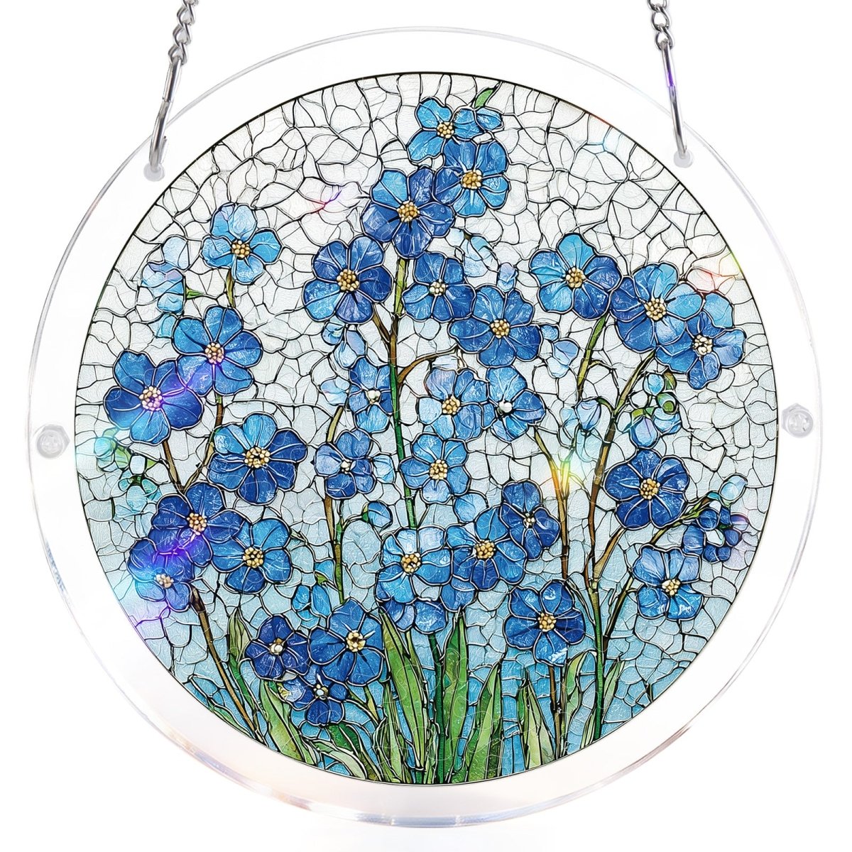 Acrylic Jigsaw Puzzle Suncatcher - Azure Bloom Whisper