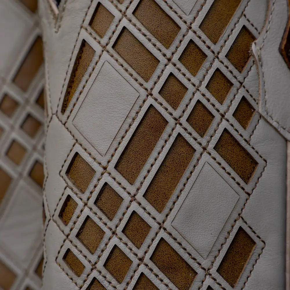 Honey Caiman Neck Leather Boots - Square Toe