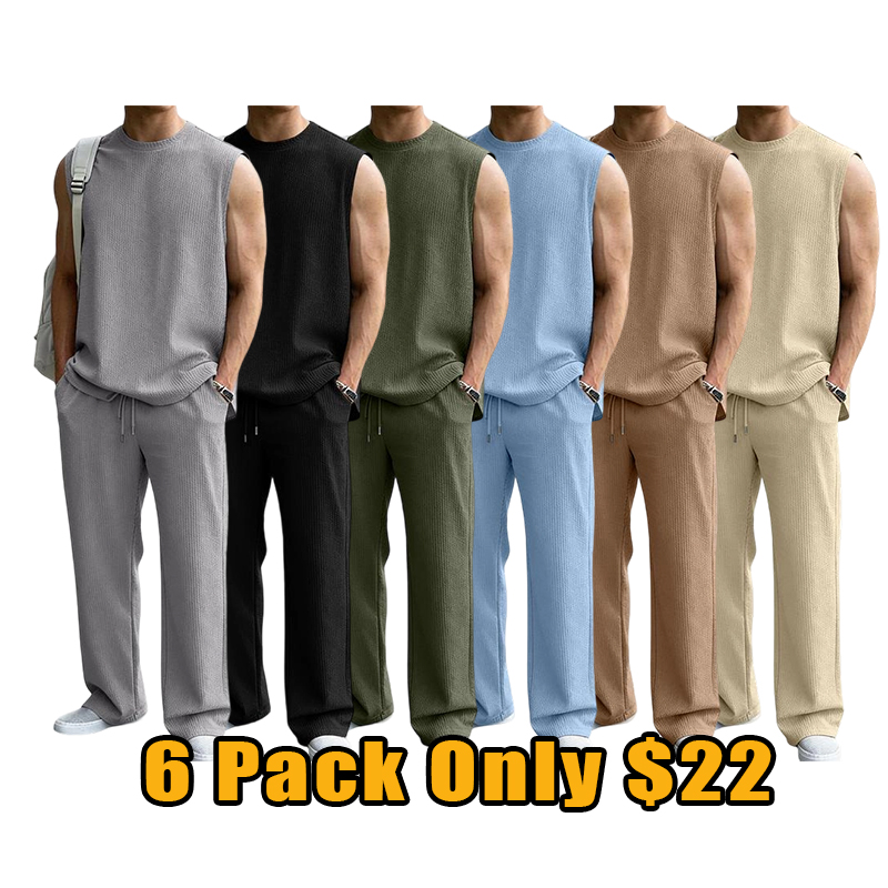 🧥 Men’s 2 Piece Rib Knit Sweatsuit — Casual Everyday Wear