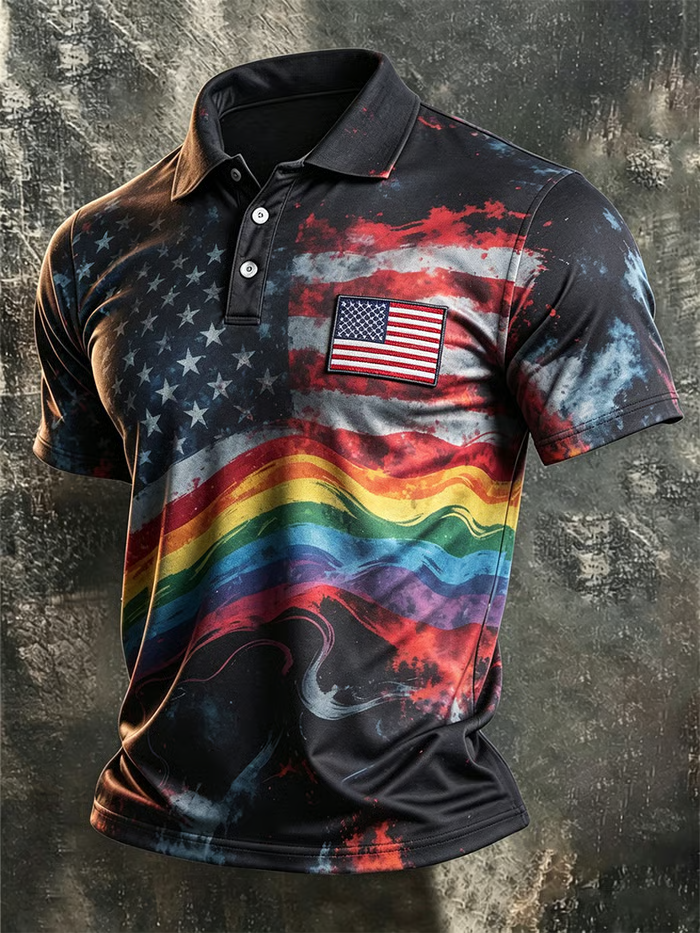 Men's American Anniversary LGBT Short-Sleeve Polo Shirt
