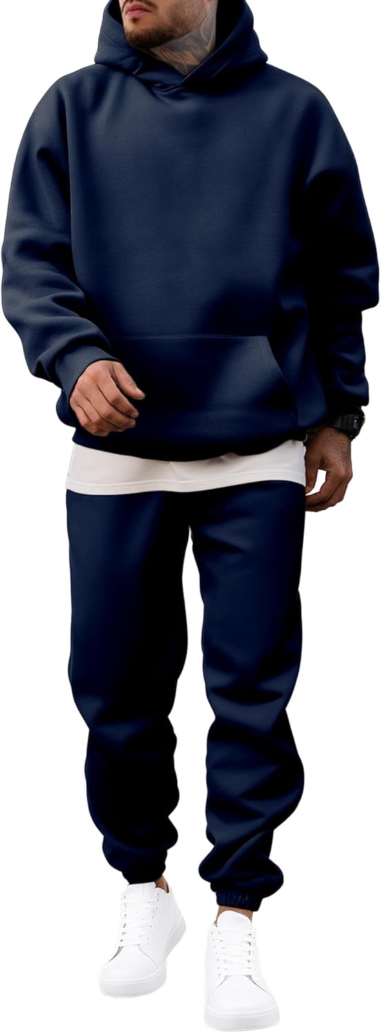 JMIERR Men's 2 Piece Outfits Hoodie Sweatshirt Tracksuit & Joggers Sweatpants Sweatsuit Set