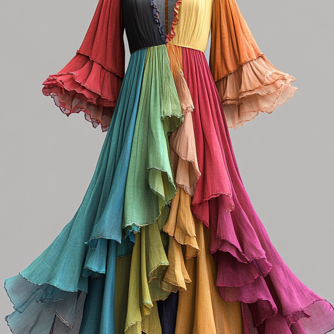 Secret of the Universe Embroidered Vintage Casual Dress ccf1