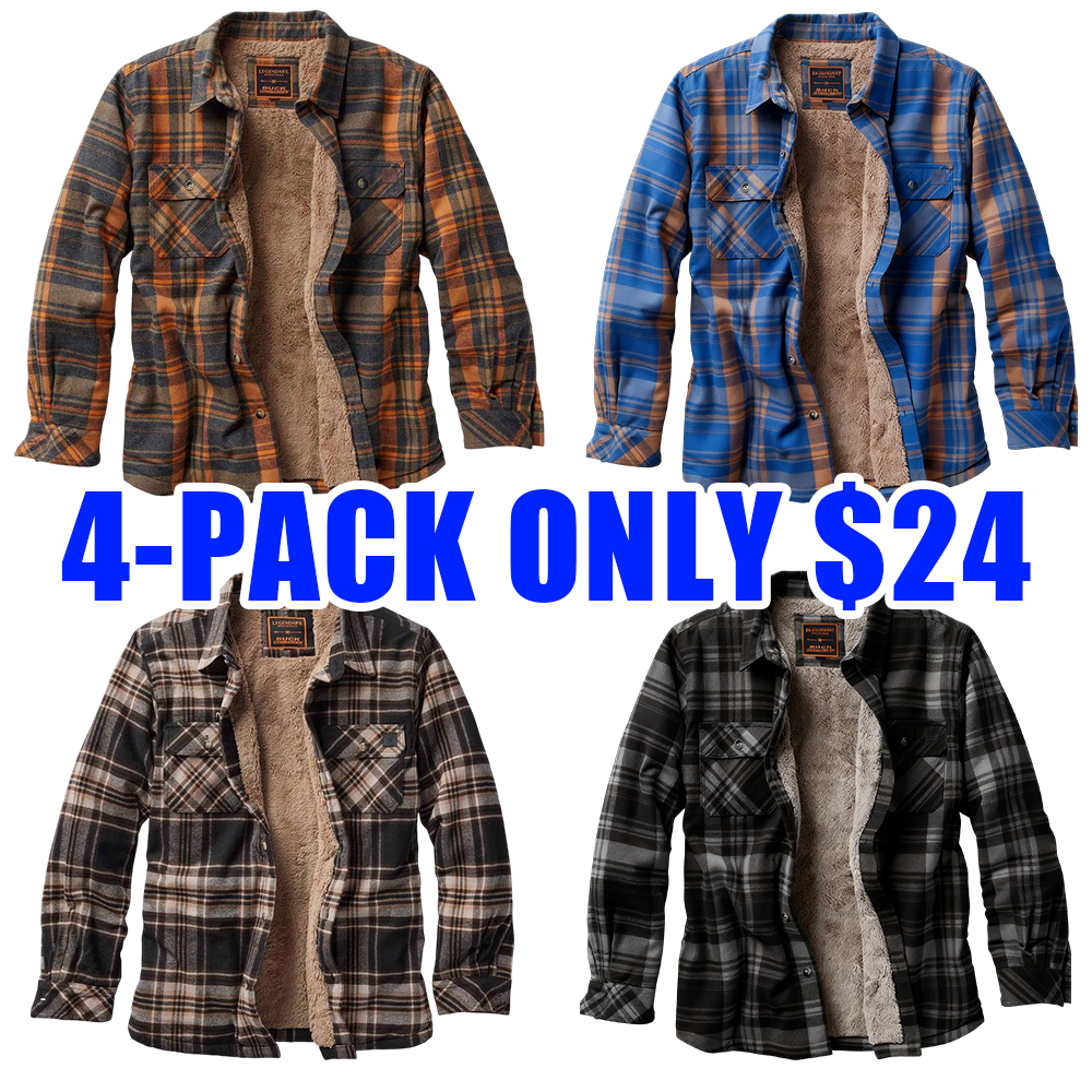 Men’s Sherpa-Lined Flannel Shirt Jacket