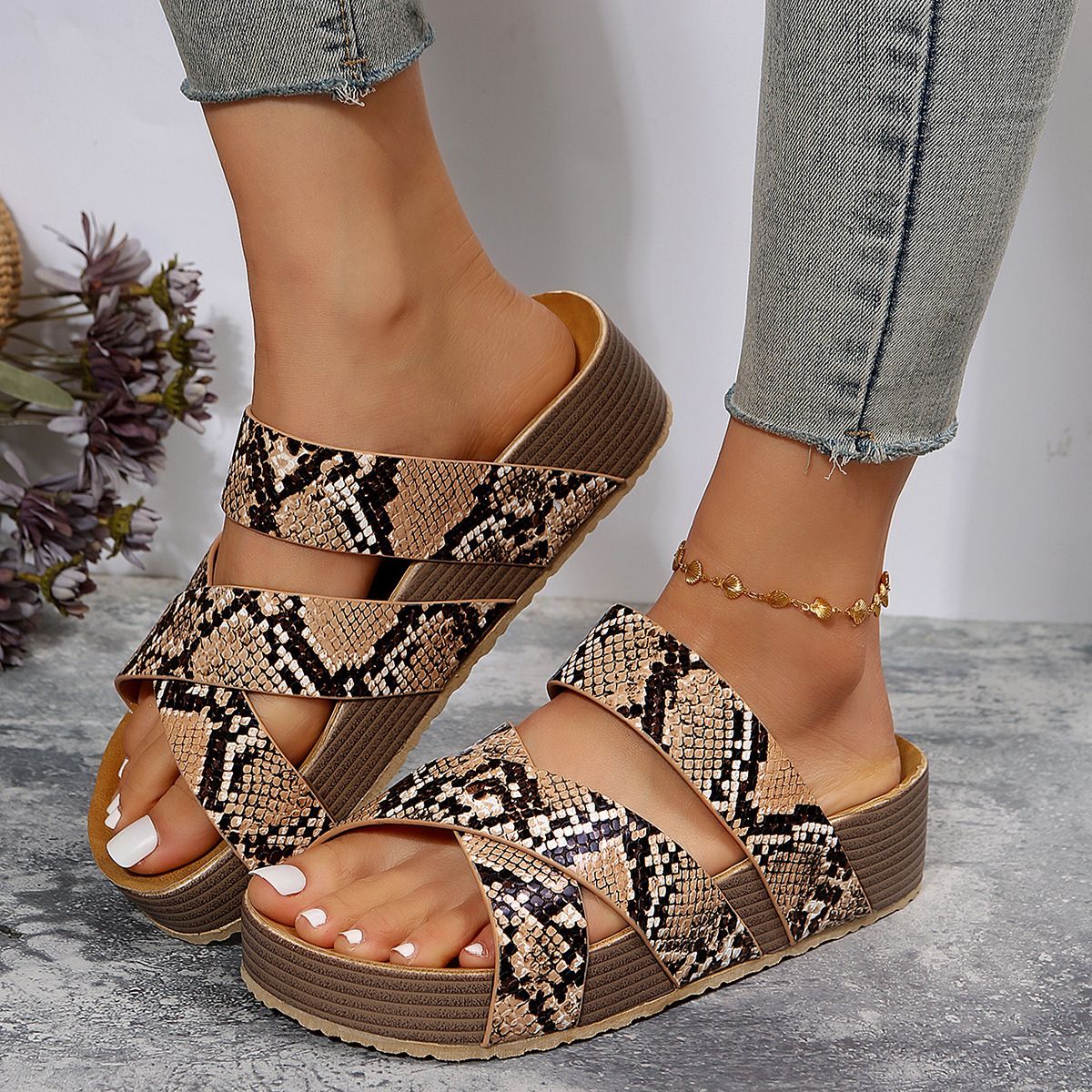 Crisscross Open Toe Platform Sandals (multiple color options)