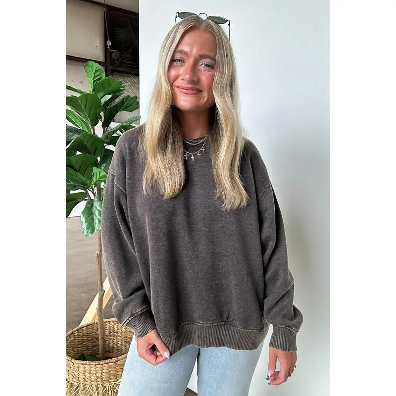 Cozy Vibes Acid Wash Oversized Pullover
