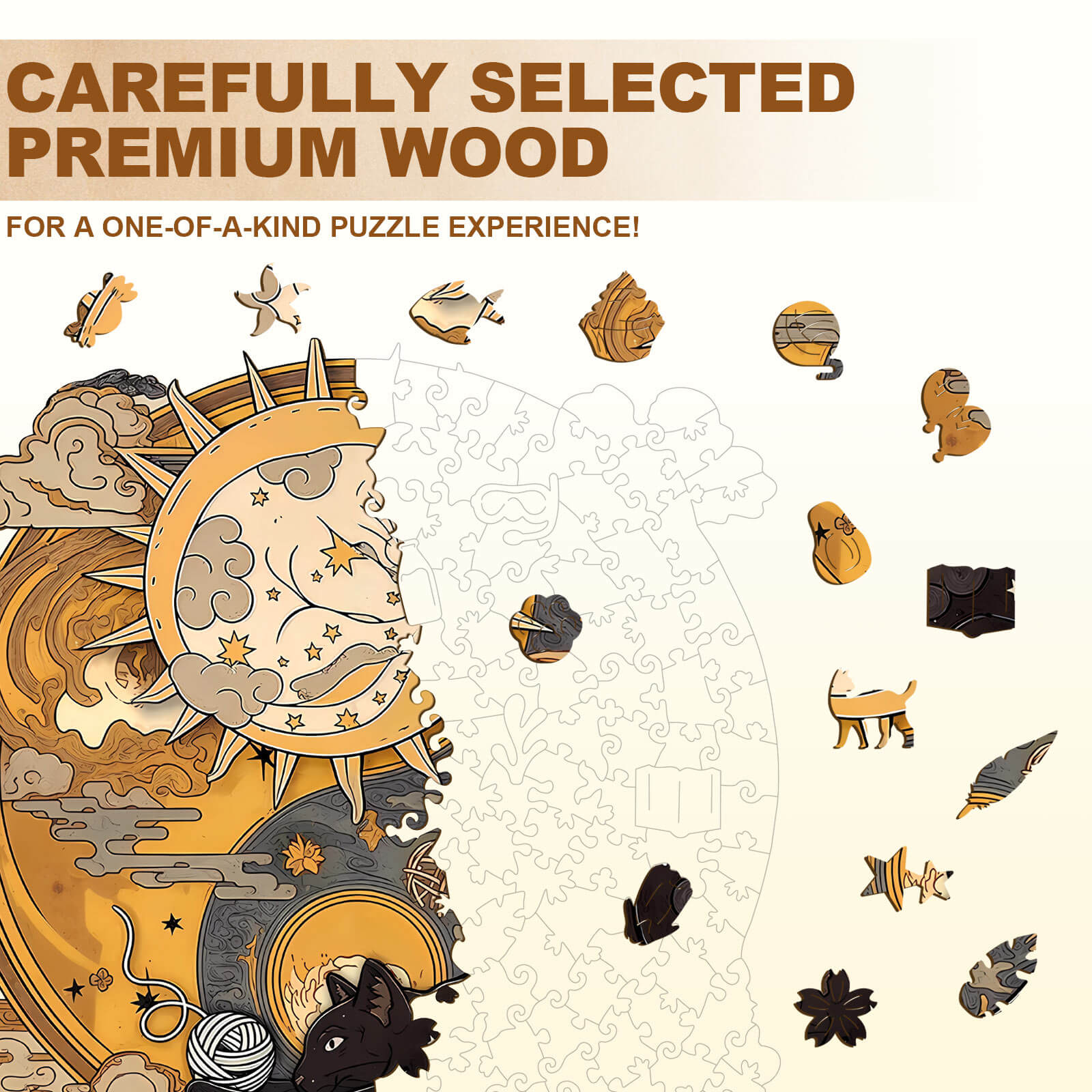 Yin Yang Cat Wooden Jigsaw Puzzle