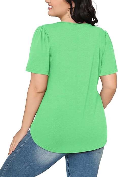 🔥Last day promotion🔥Womens T Shirts Short Sleeve Pleated Dressy Casual Scooped Neck Summer Tops Blouses