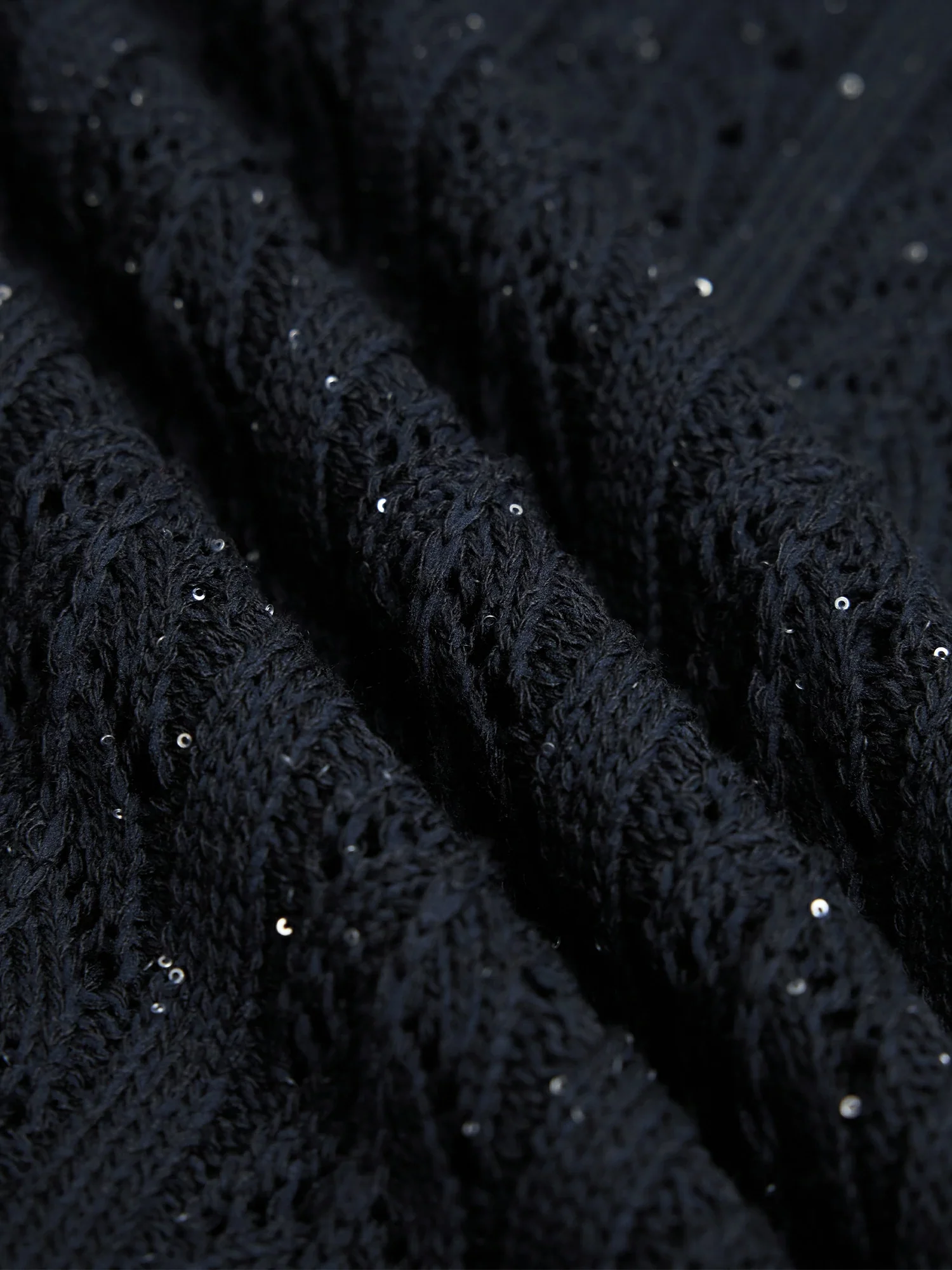 Lyocell Sleeveless Openwork Sequin Knitted Vest