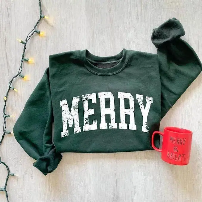 8-Pack Unisex Retro Merry Christmas Sweatshirt - Family Cute Christmas Gift