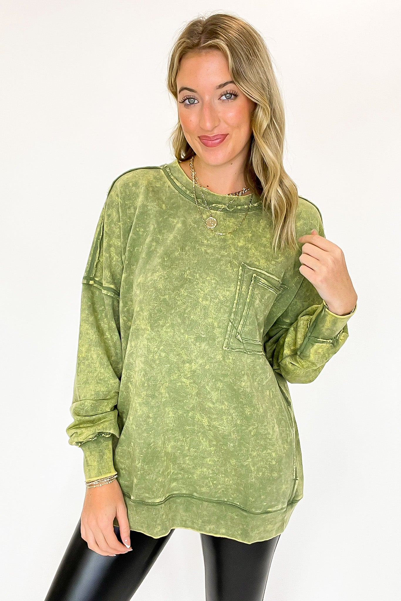 Vintage Acid Wash Raw Edge Pullover