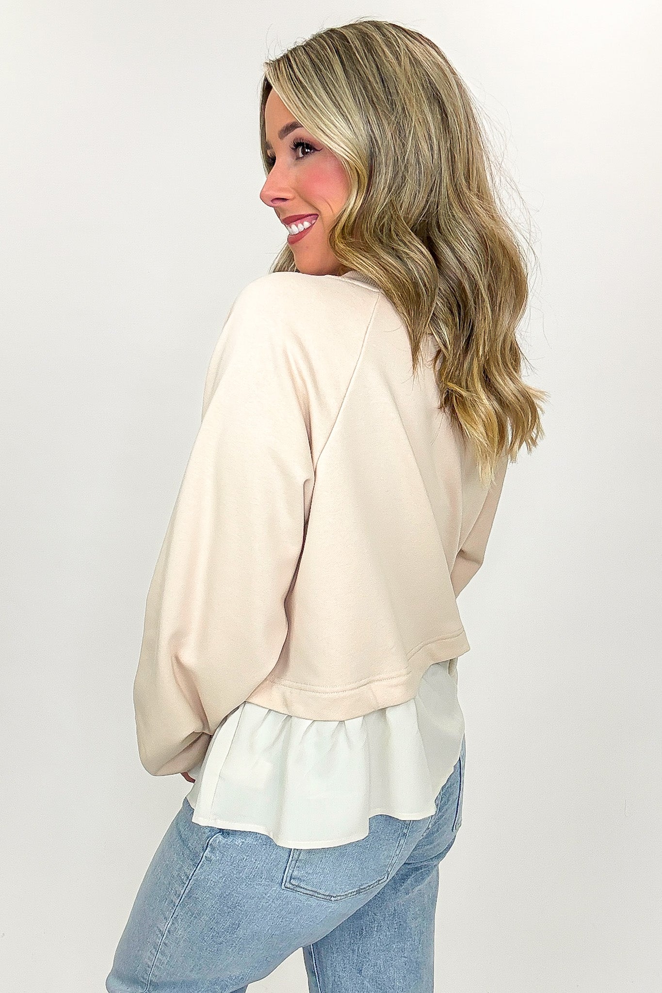 Soft Ruffled Hem Sweatshirt