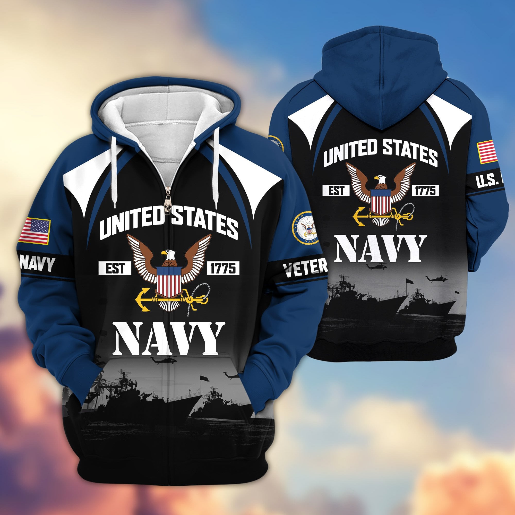 Premium US Veterans Zip Hoodie