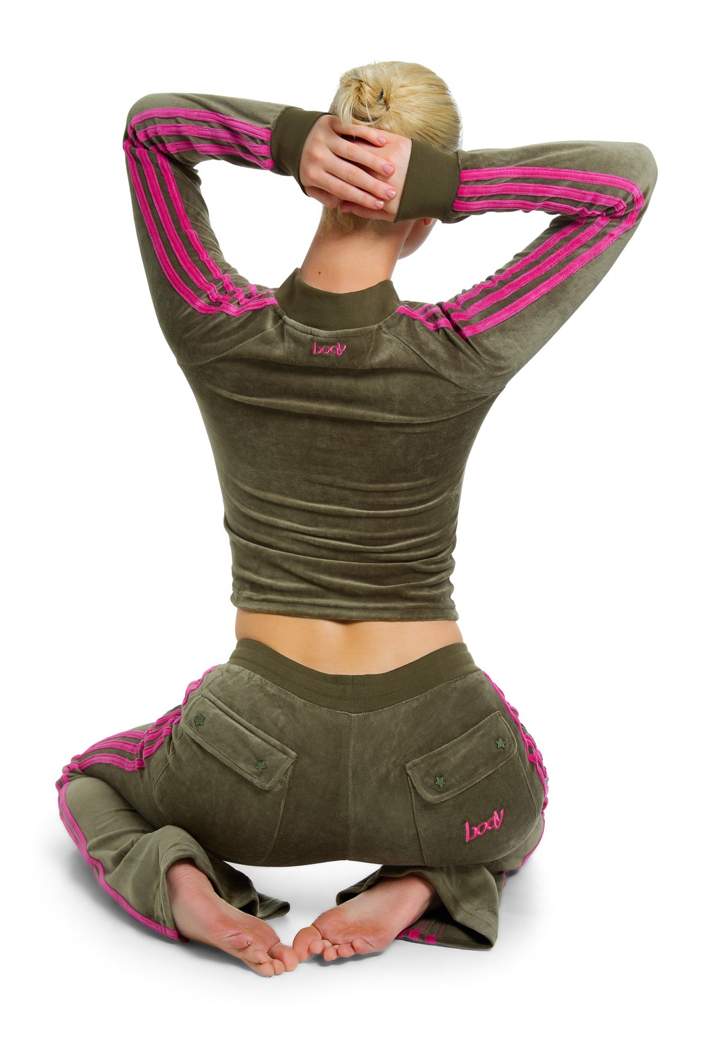 BODY VELOUR TRACK PANTS (OLIVE)