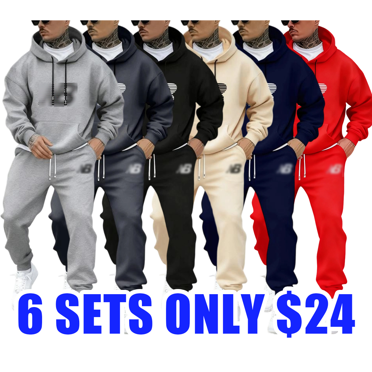 Plus Size Geometric Print Hoodie & Jogger Set