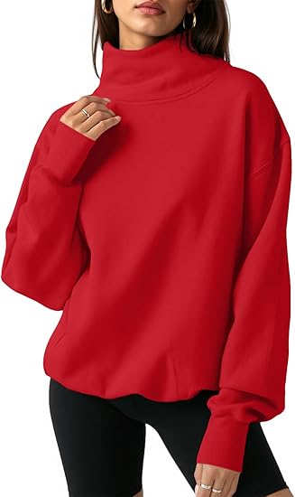 2026 Women's Oversized Turtleneck Sweatshirt Long Sleeve Pullover