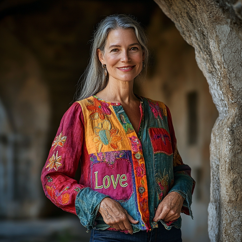 Women's Elegant Linen Long Sleeve Top 71c9