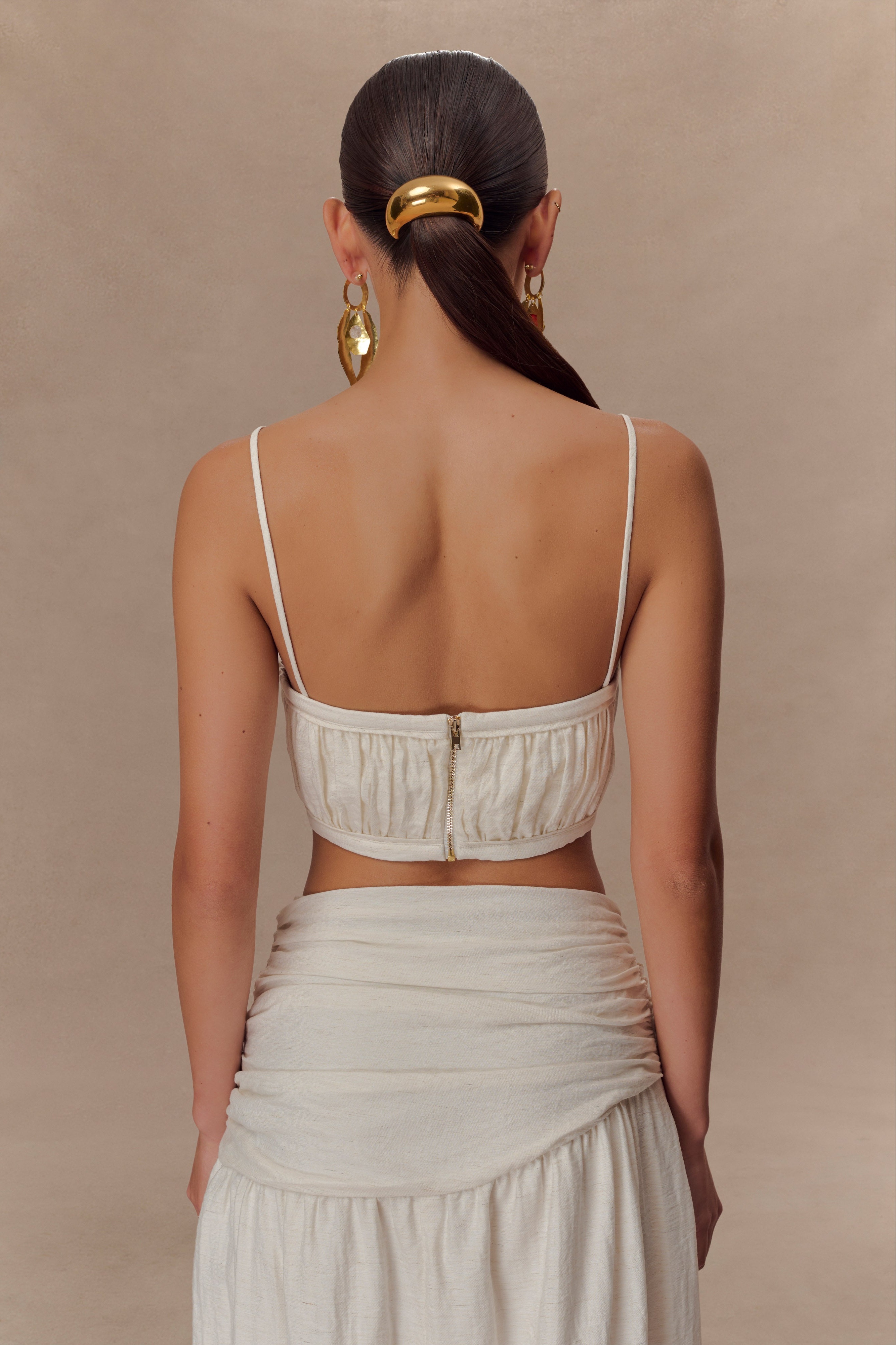 Marle Shirred Linen Bandeau