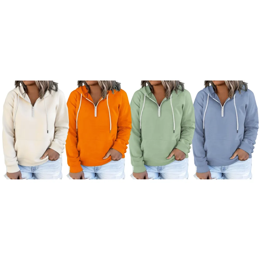 Women's Plus Size Hoodies Quarter Zip-Up Sweatshirts