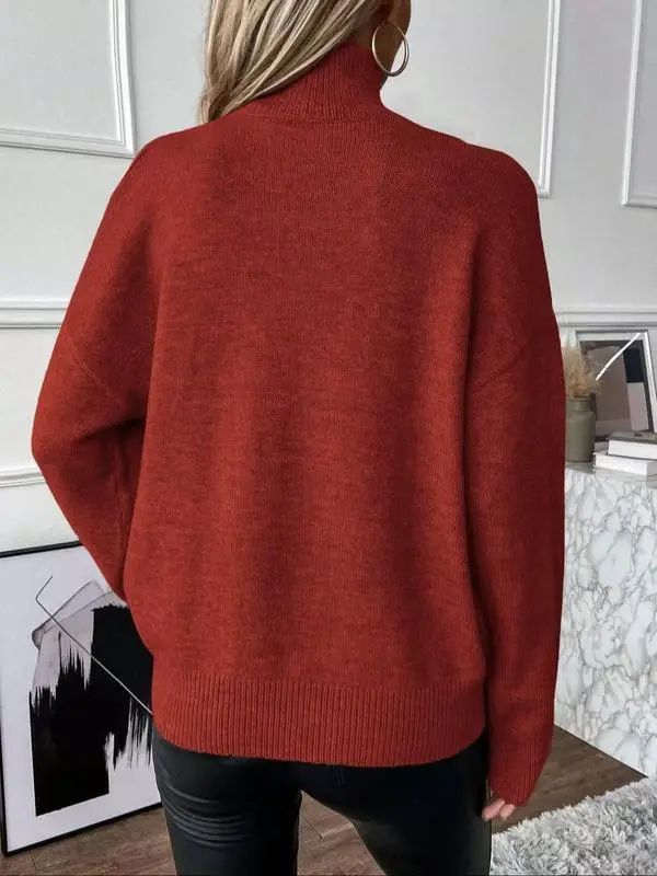 Women's Plain Cut Out High Neck Sweater