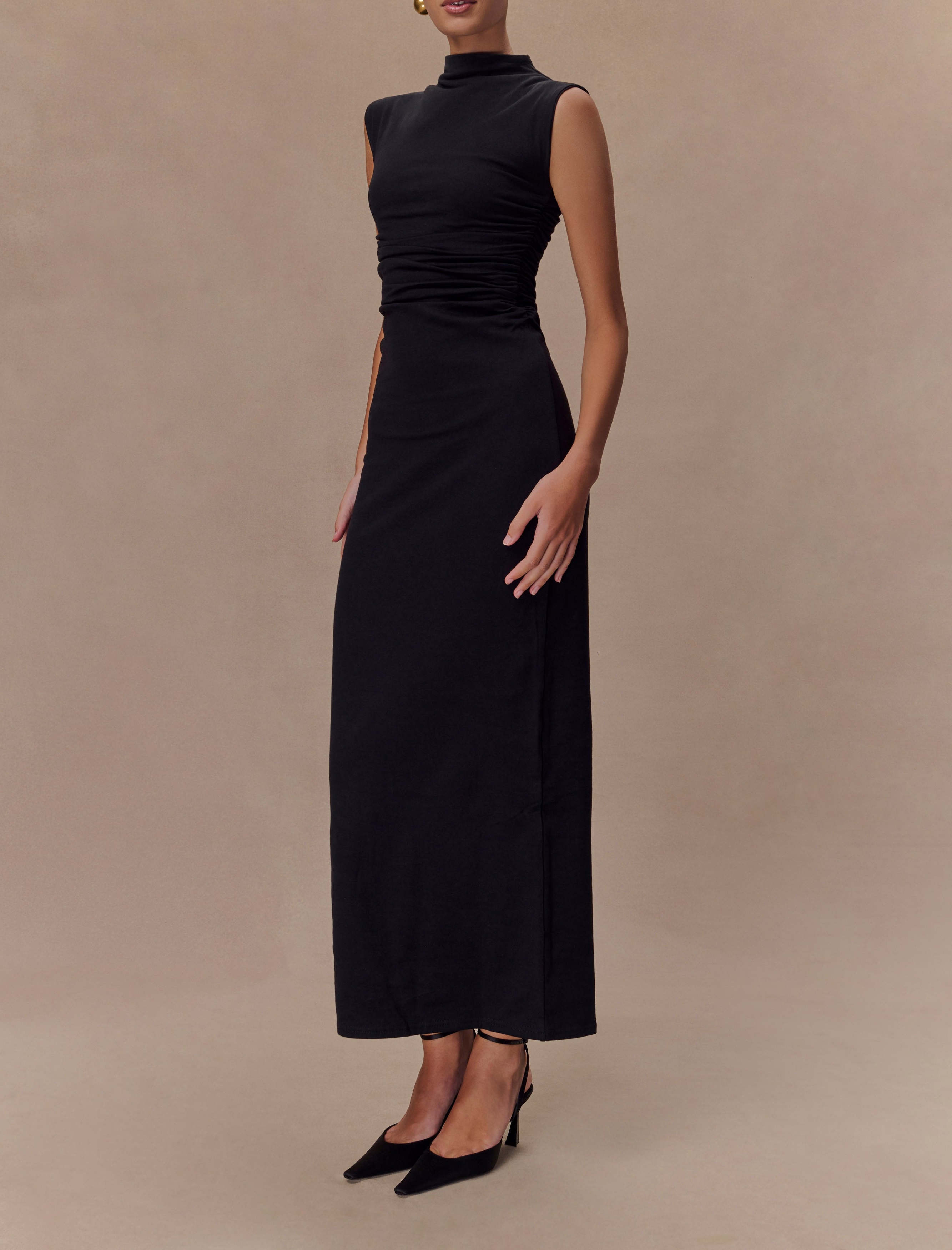 Black High Neck Sleeveless Maxi Dress