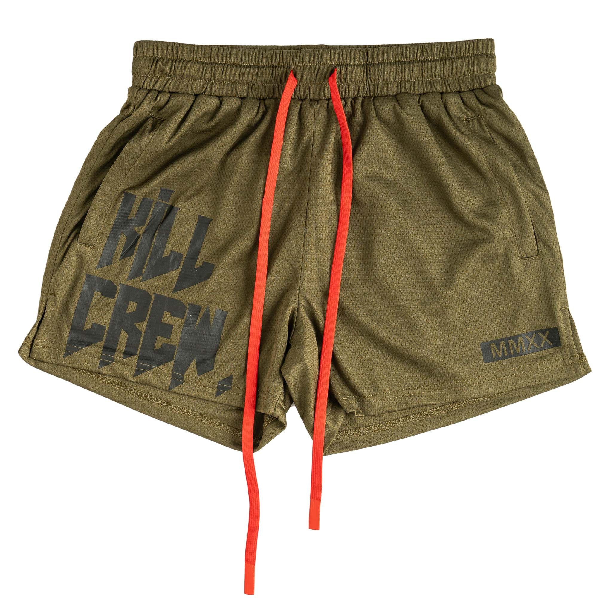 MUAY THAI SHORTS (MID THIGH CUT) v2 - OLIVE