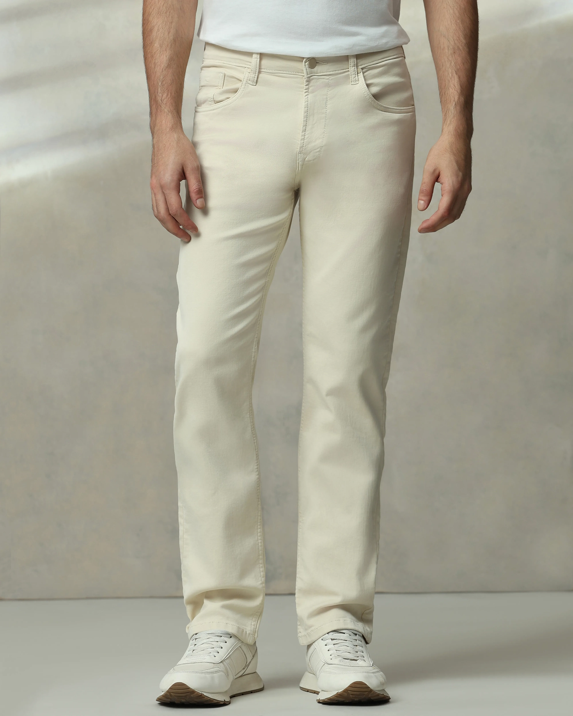 Classic Versatile And Comfortable Straight Off White Jeans