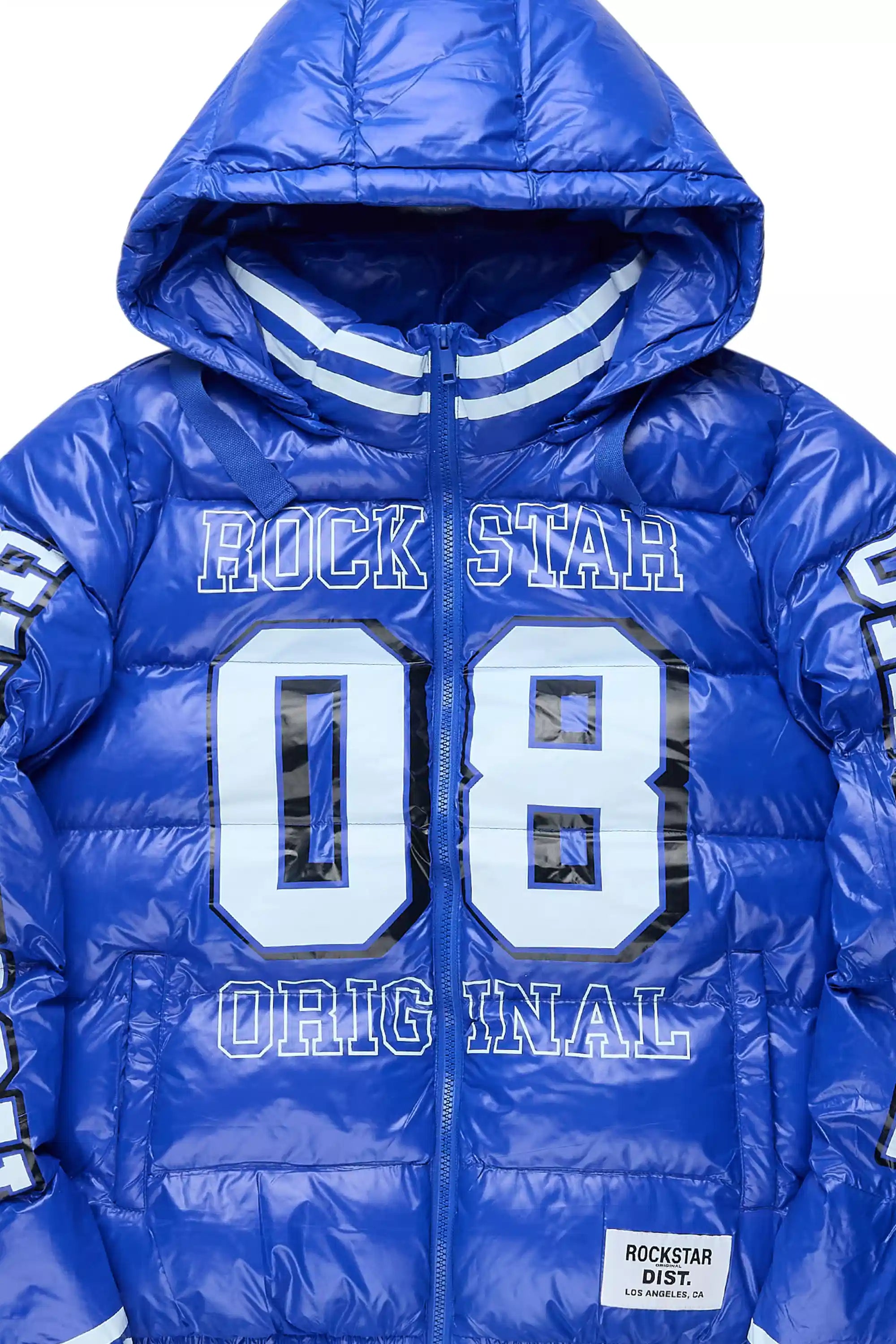 Kymberly Royal Blue Varsity Puffer Jacket