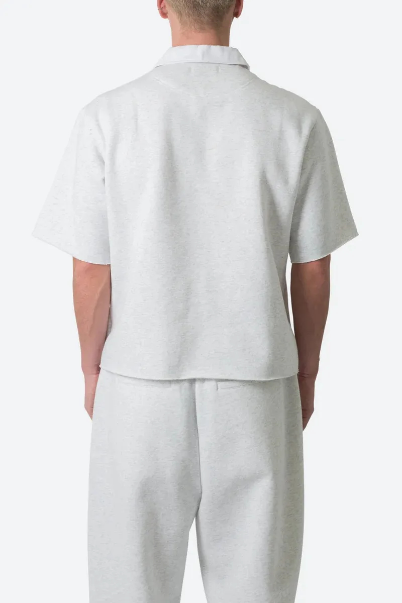 FLEECE OVERSIZED POLO WHITE SHIRT