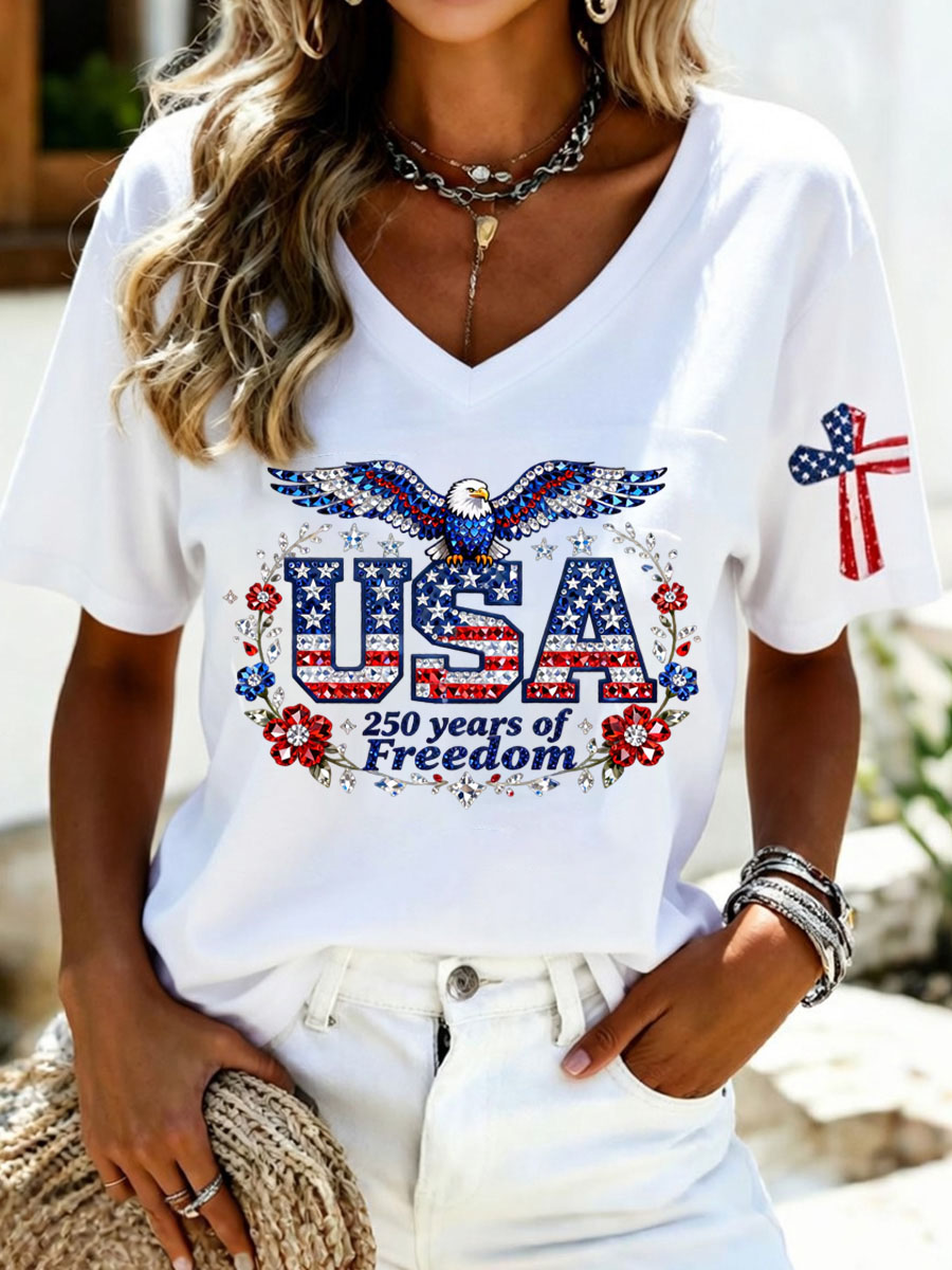 Women's Casual 250th Anniversary Independence Day Printed T-shirt