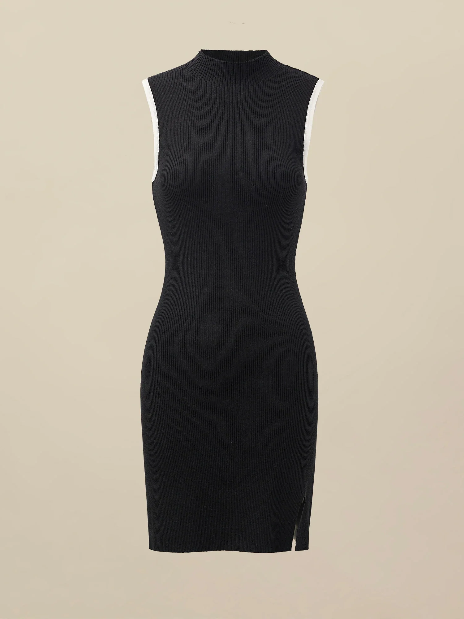 Sleeveless Contrast Color Sweater Dress