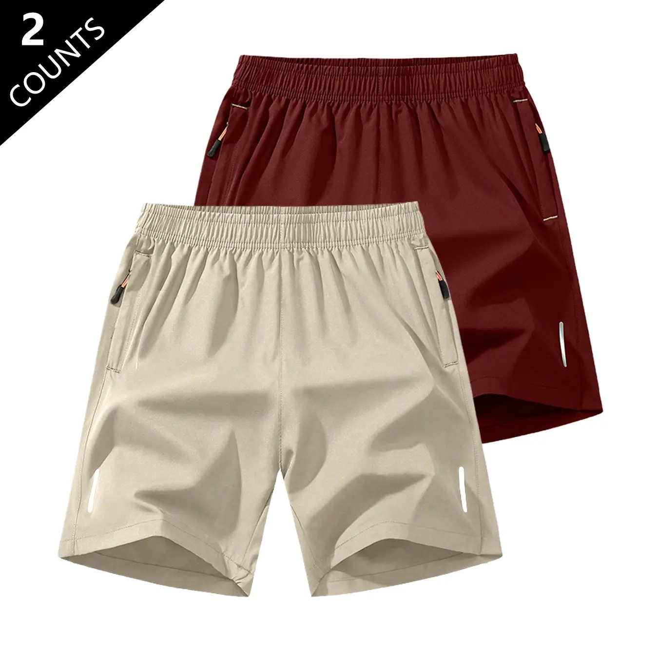 Men's Breathable 3/4-Length Cargo Shorts with Zipper Pockets