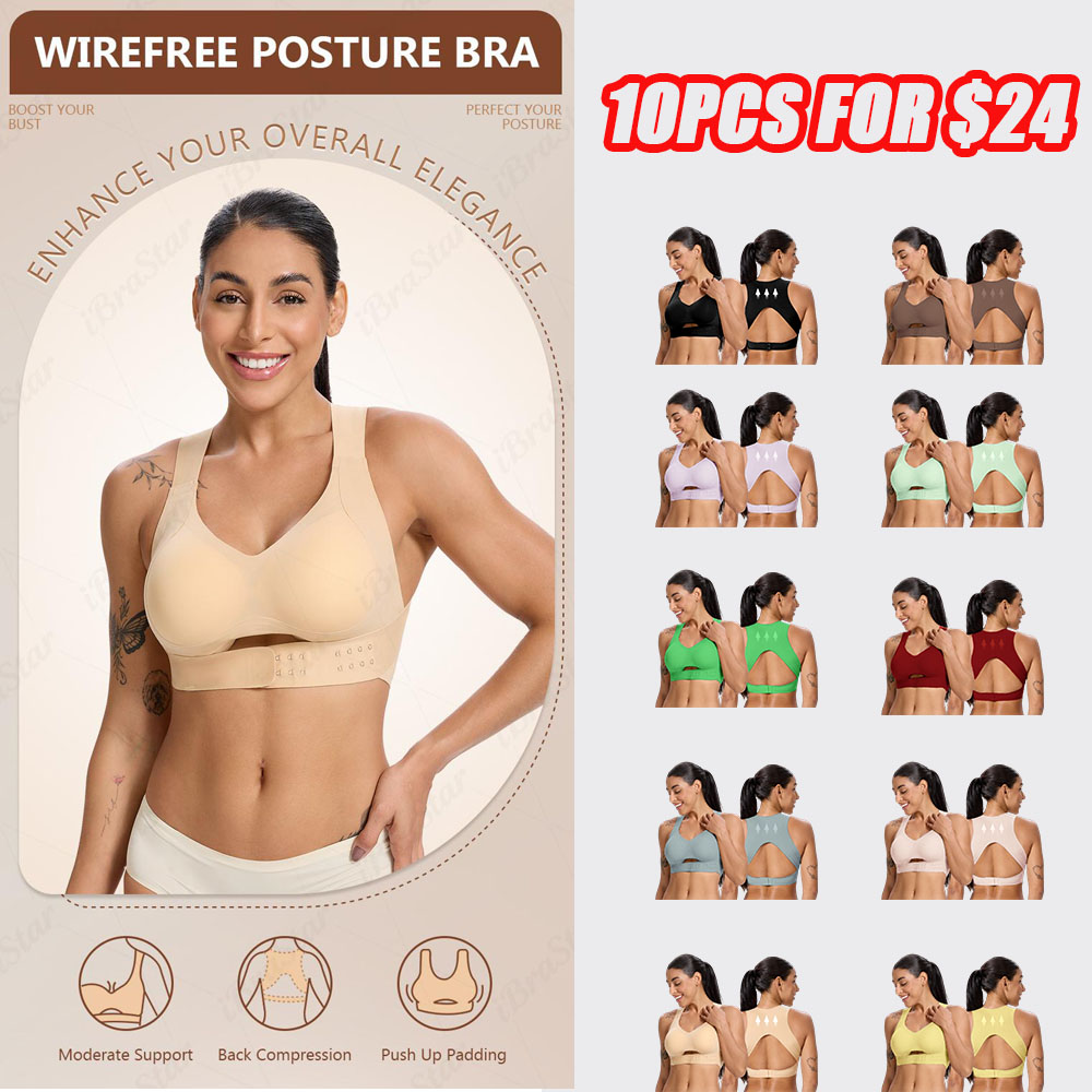 【Postural correction】Women’s Wireless Bra, Soft Breathable Non-removable Moulded Cups