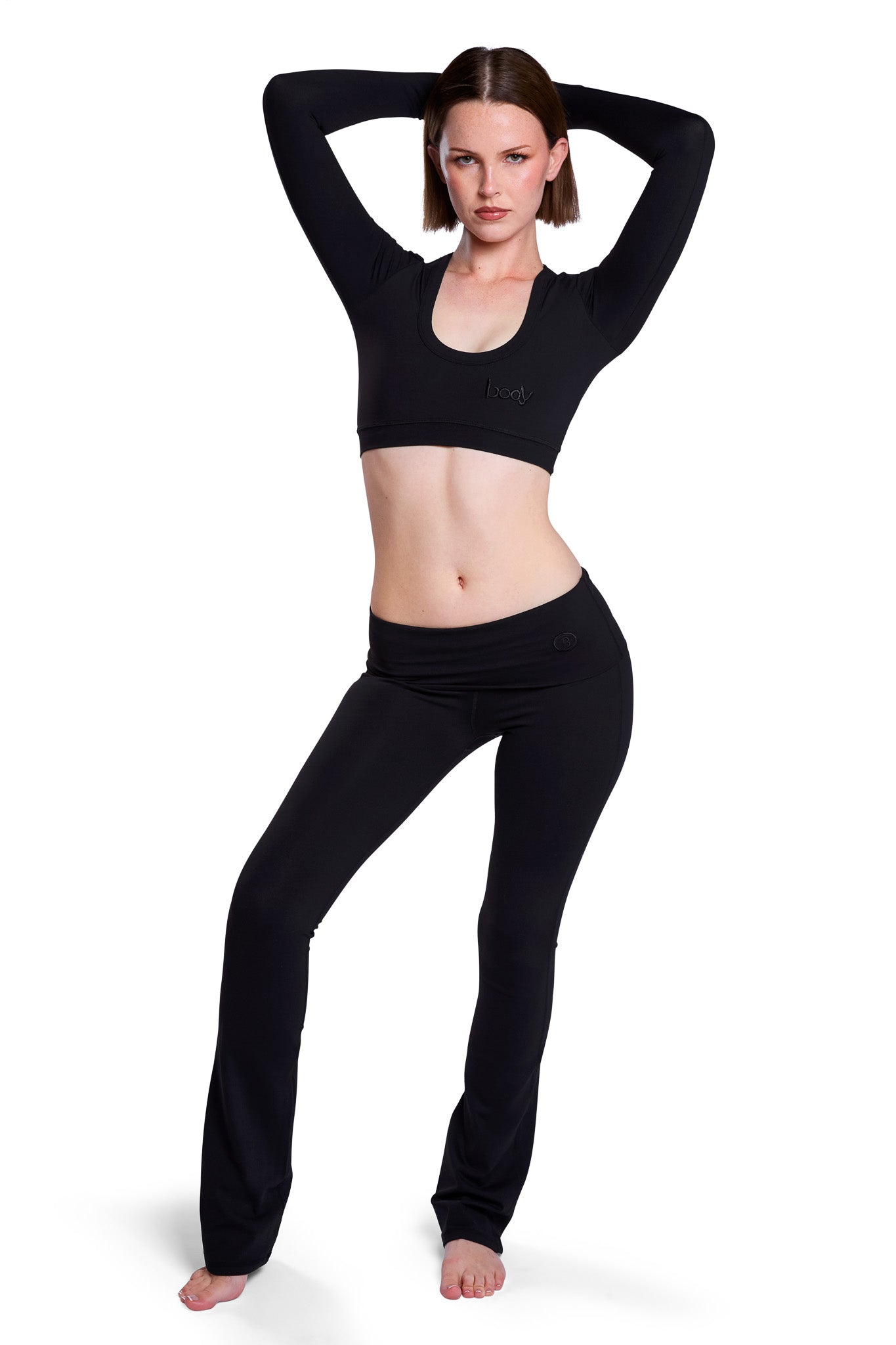 YOGA LONG SLEEVE CROP TOP (MIDNIGHT BLACK)