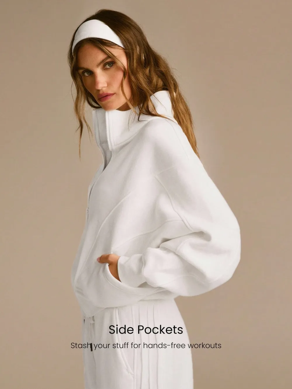 Everyday Fleece WarmthSoft Warm Lightweight Front Back Seam Detailing Pockets Batwing Sleeve High Neckline Full-Zip Jacket