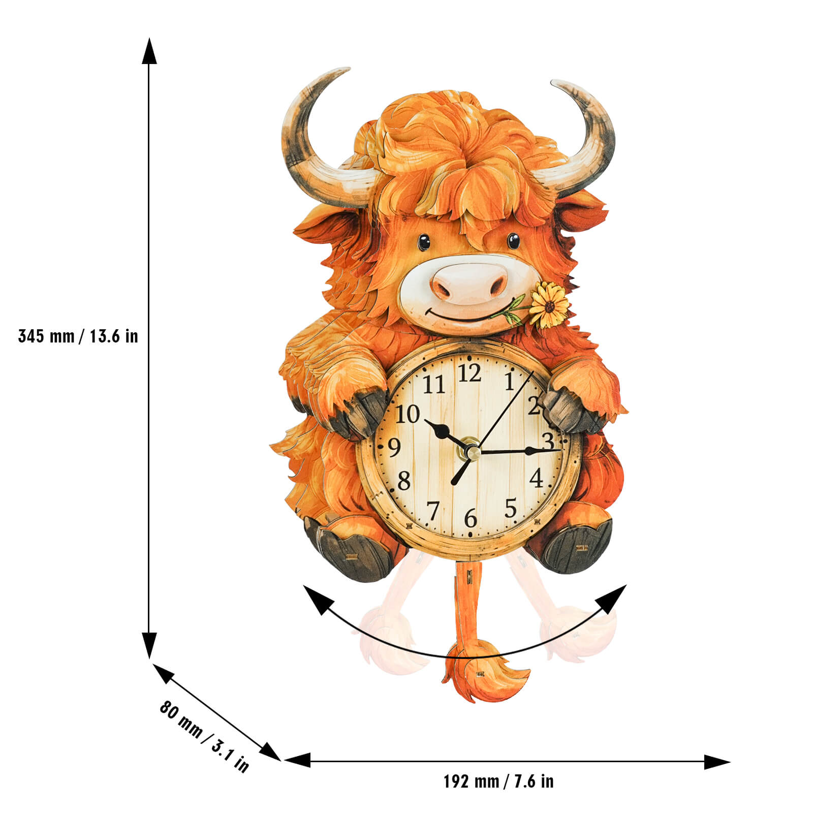 Highland Cattle â€“ DIY Wooden Clock, 3D Puzzle Craft Kit