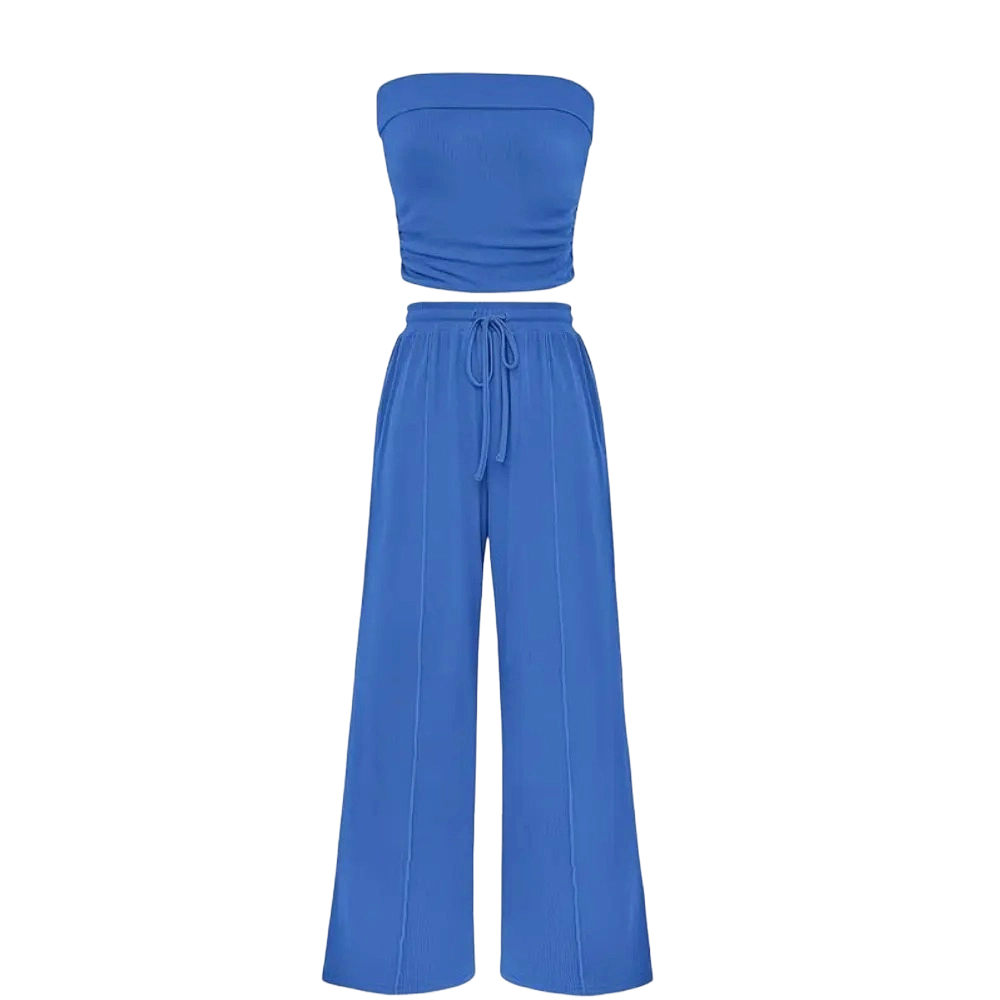 Women’s Ribbed Tube Top & Wide-Leg Pants Set