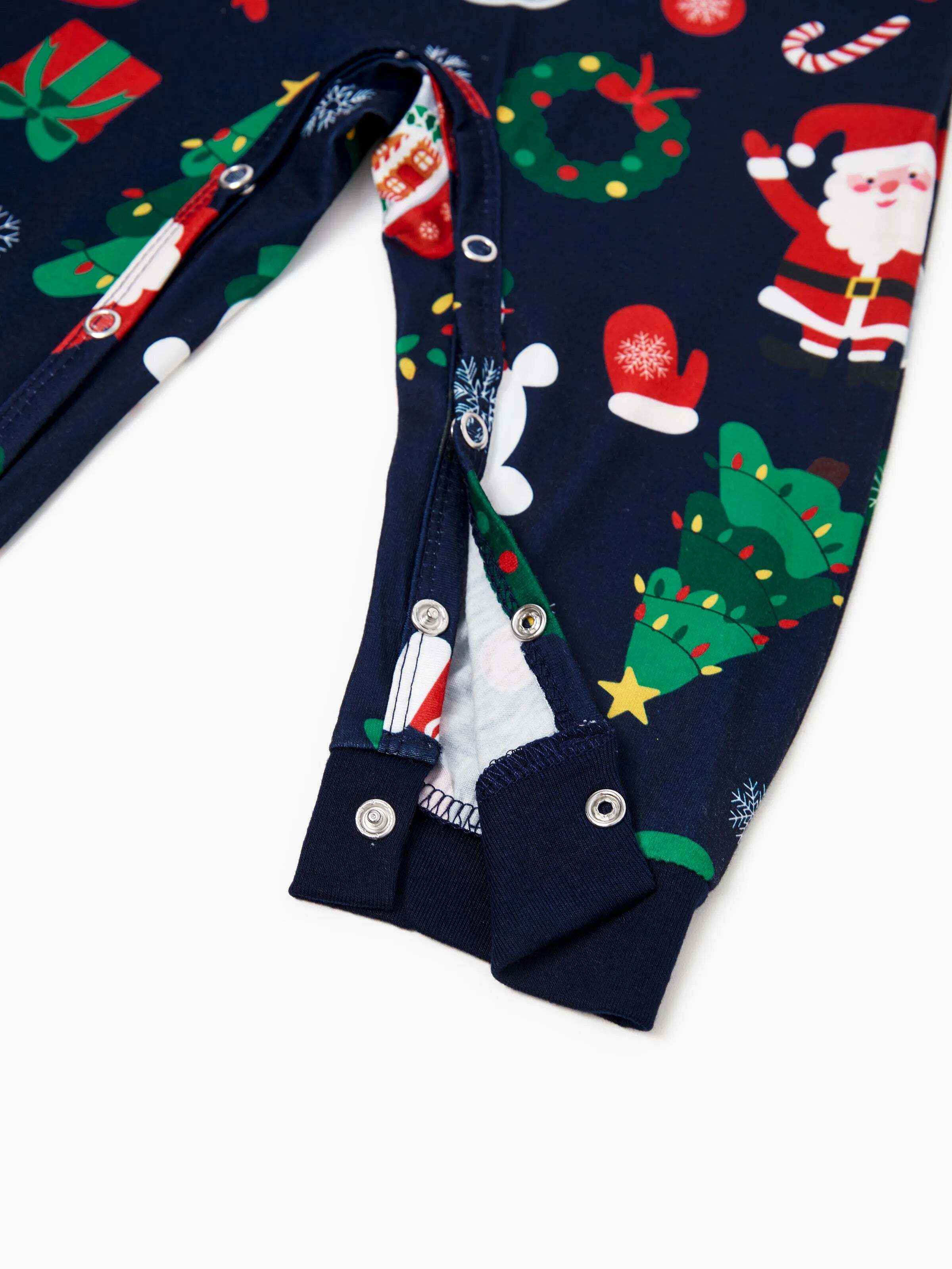 Christmas Matching Family Pajamas Set Glow In The Dark Santa Claus Dark Blue PJS with Christmas Socks Deep Blue