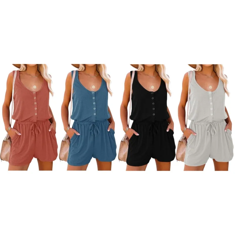 Women's Summer Casual Shorts Jumpsuit With Pockets (Just $3 Each!)