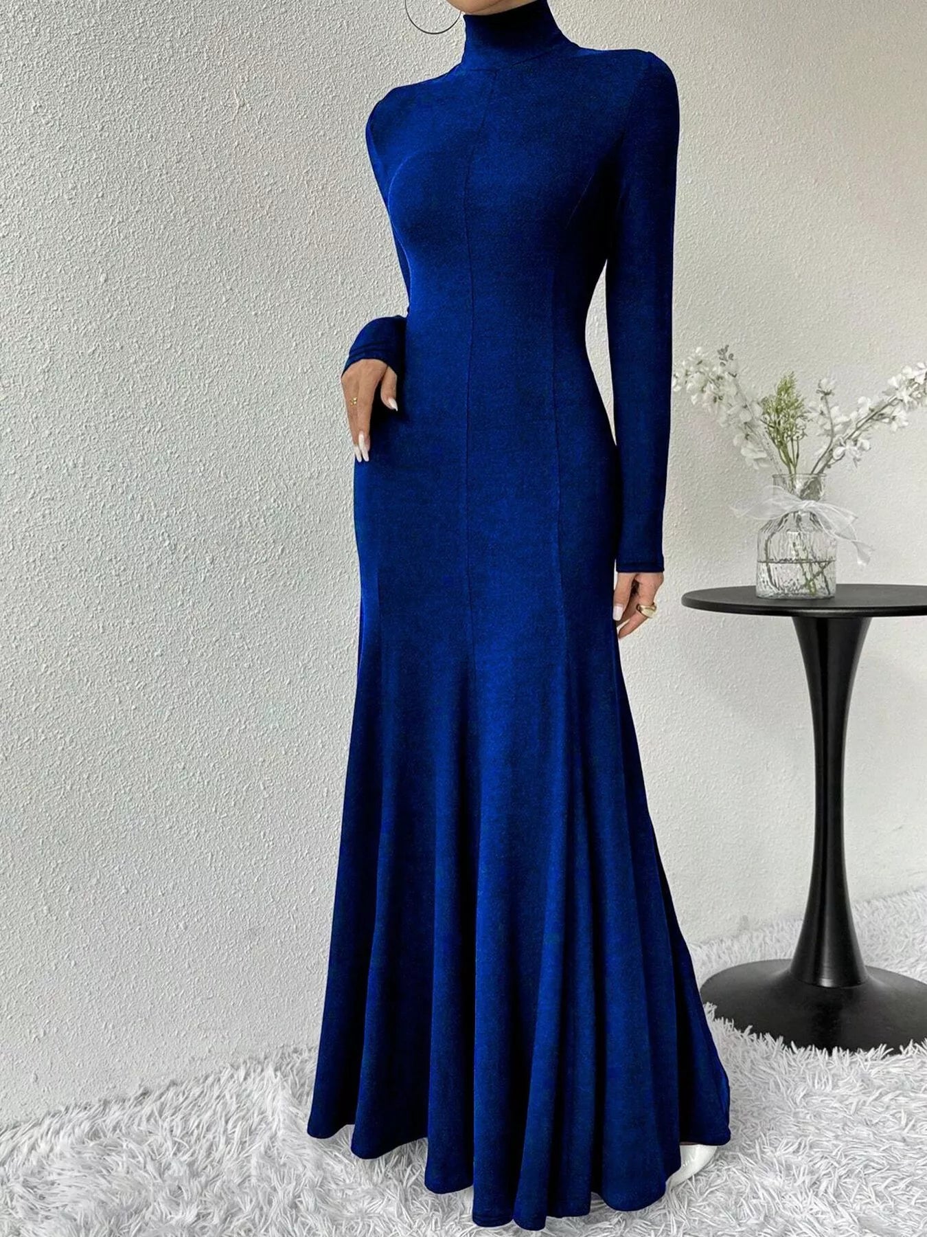 Turtleneck Long Sleeve Maxi Mermaid Dress