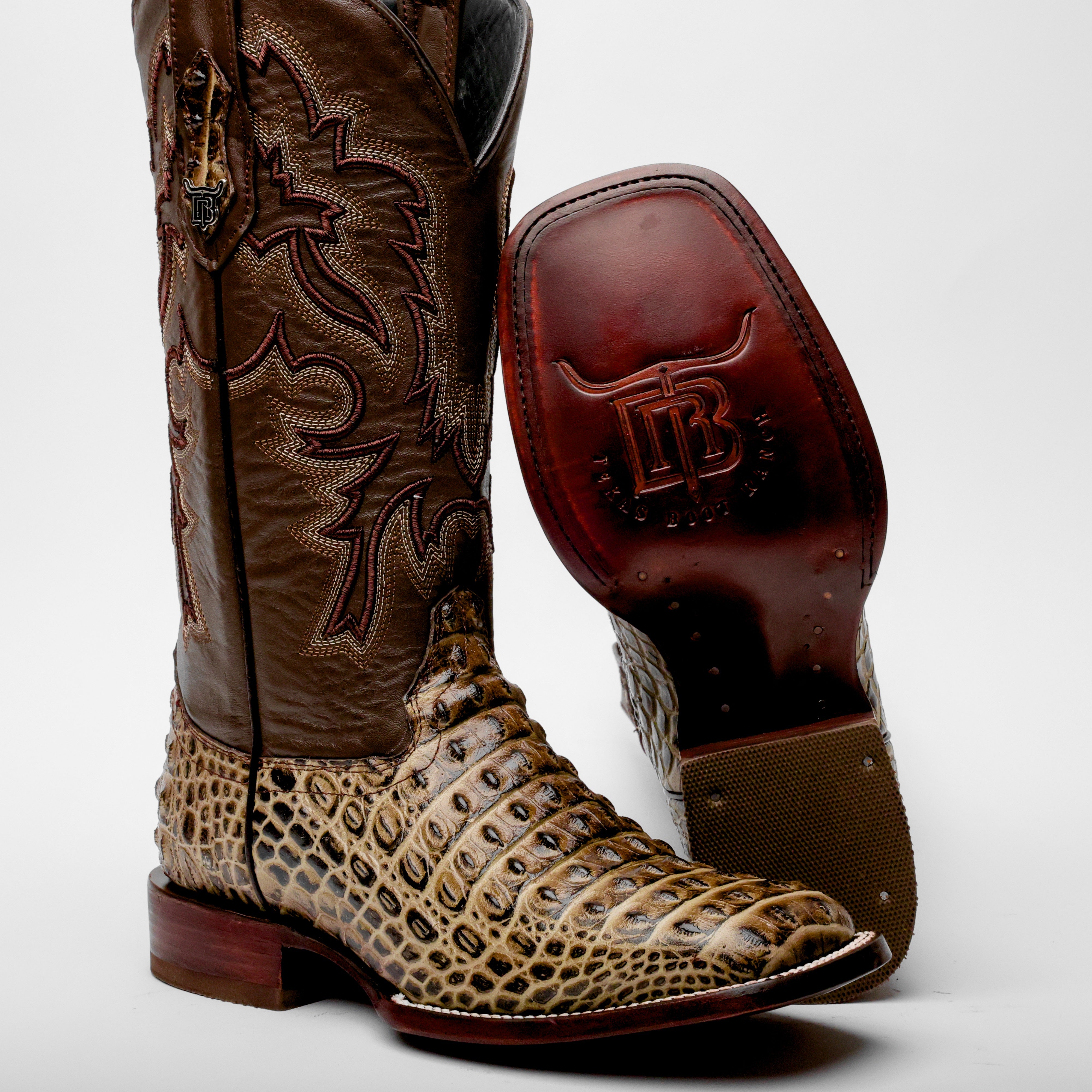Orix Caiman Hornback Leather Boots - Square Toe