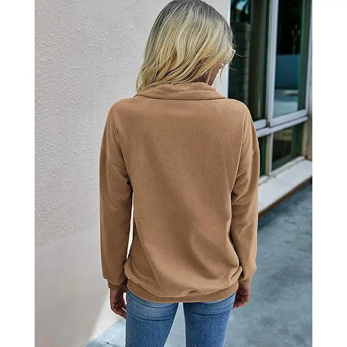 Women's Casual Long Sleeve Lapel Zipper Sweatshirt