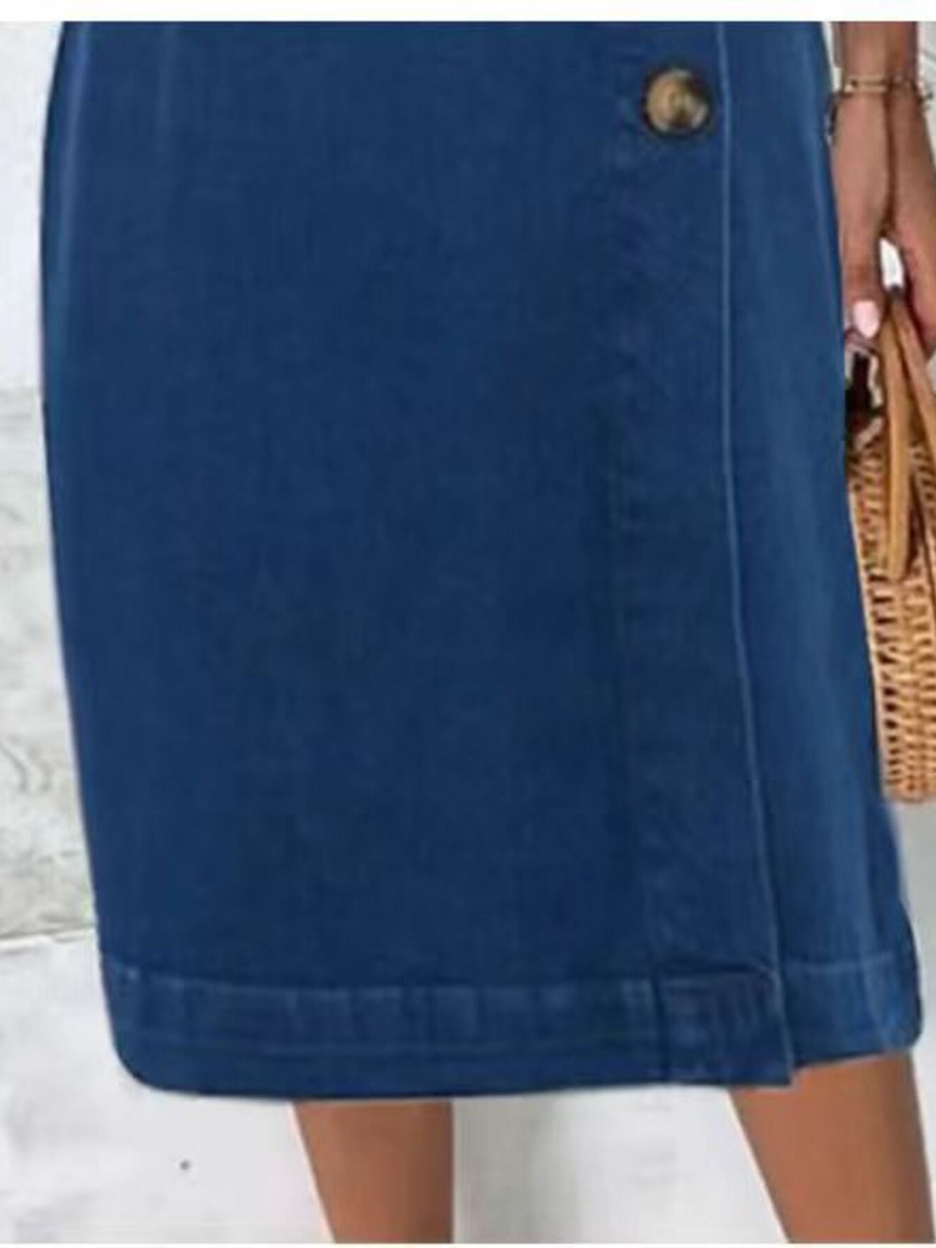Button-Front Sleeveless Denim Dress