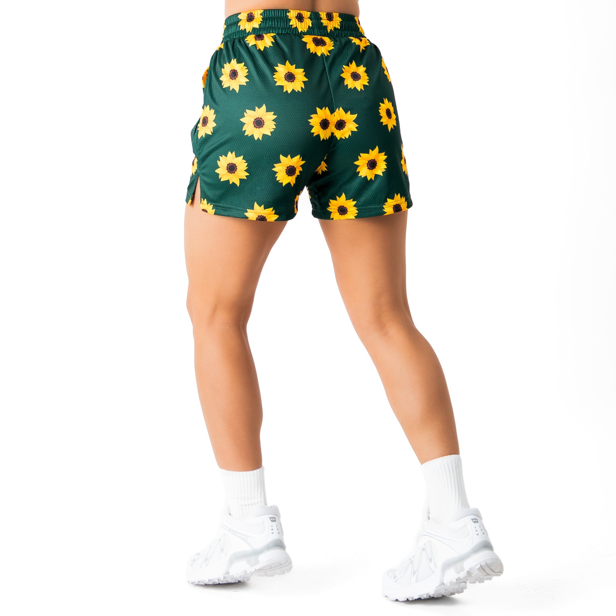 MUAY THAI SHORTS (MID THIGH CUT) SUNFLOWER - GREEN
