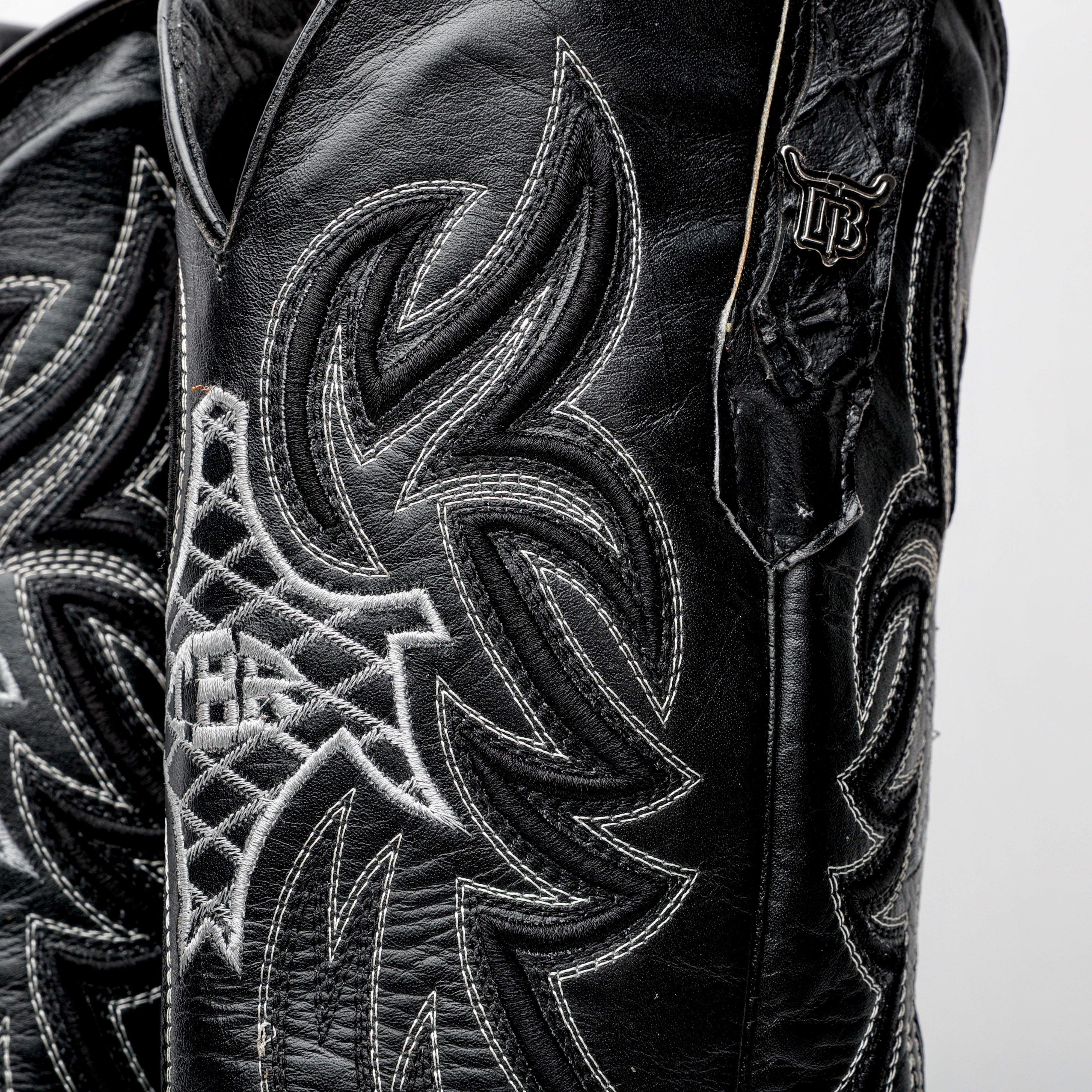 Matte Black Mini Pirarucu Leather Boots - Square Toe