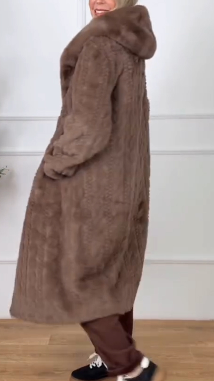 Women Hooded Solid Color Casual Coat with Temperament